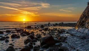 Danemark, de Møn à Copenhague Lever de soleil sur la mer Baltique